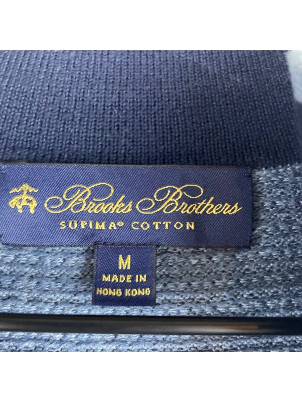Brooks Brothers Supima Cotton Blue Full-Zip Sweater Medium Waffle Knit Design - Picture 5 of 11